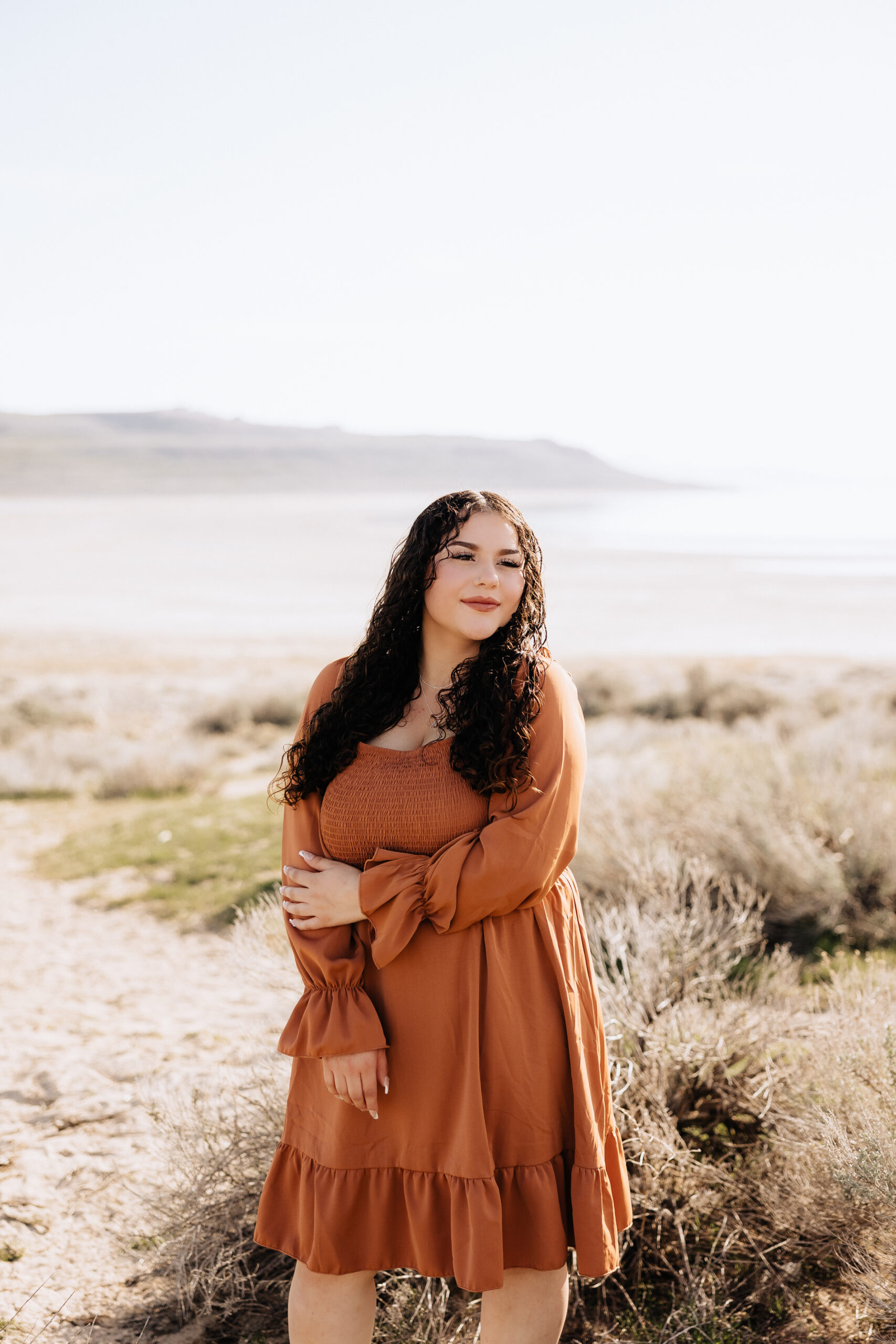 Utah Senior Pictures for Maleah at Antelope Island State Park.