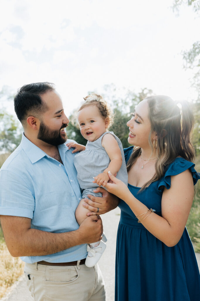 A family of three getting their photos done nearby Salt Lake City.